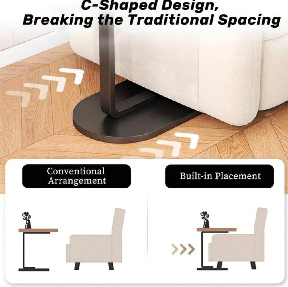 Sour Lemon Minimalist Side Table For Bedroom, Mobile Coffee Table For Living Room, C-Shaped Compact Sofa Side End Table Coffee Laptop Table Living Room Bedroom, Storage Nightstand For Small Spaces