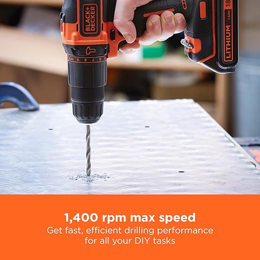 BLACK+DECKER 18V Hammer Drill Kit Battery Charger Case BCD700S1K