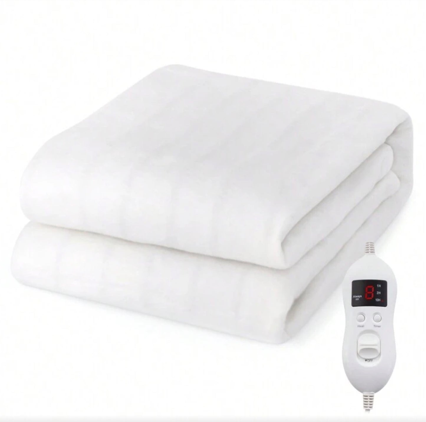 Single Electric Heated Mattress Pad – 8 Heat Levels, Timer & Machine-Washable Bed Warmer (White)