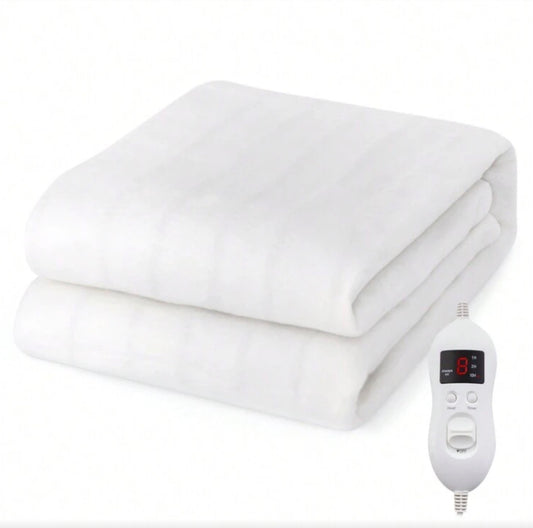 Single Electric Heated Mattress Pad – 8 Heat Levels, Timer & Machine-Washable Bed Warmer (White)