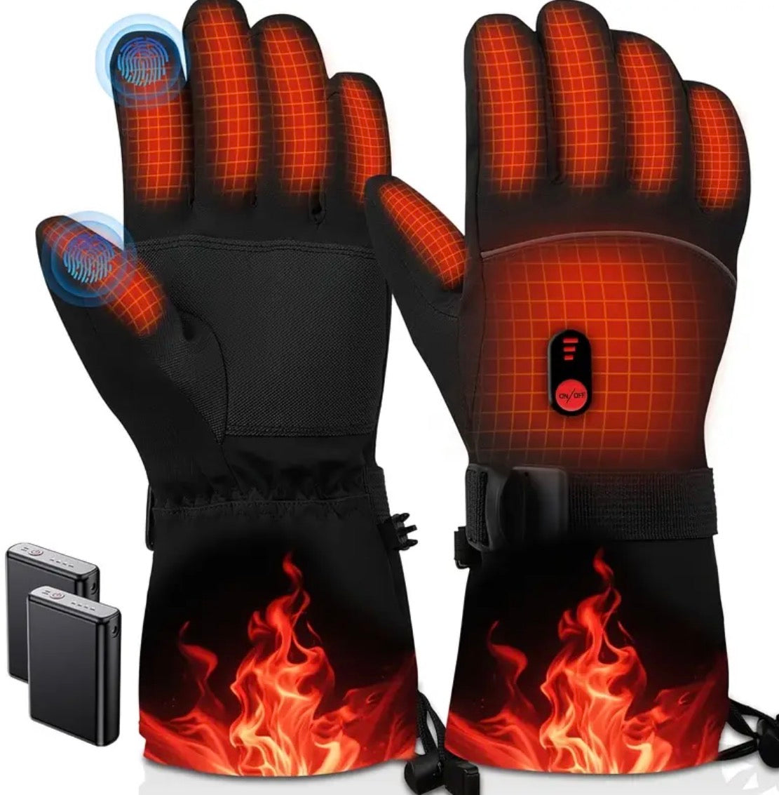 USB Rechargeable Heated Gloves – 3 Heat Settings, Touchscreen, 7.4V, Waterproof Winter Thermal Gloves