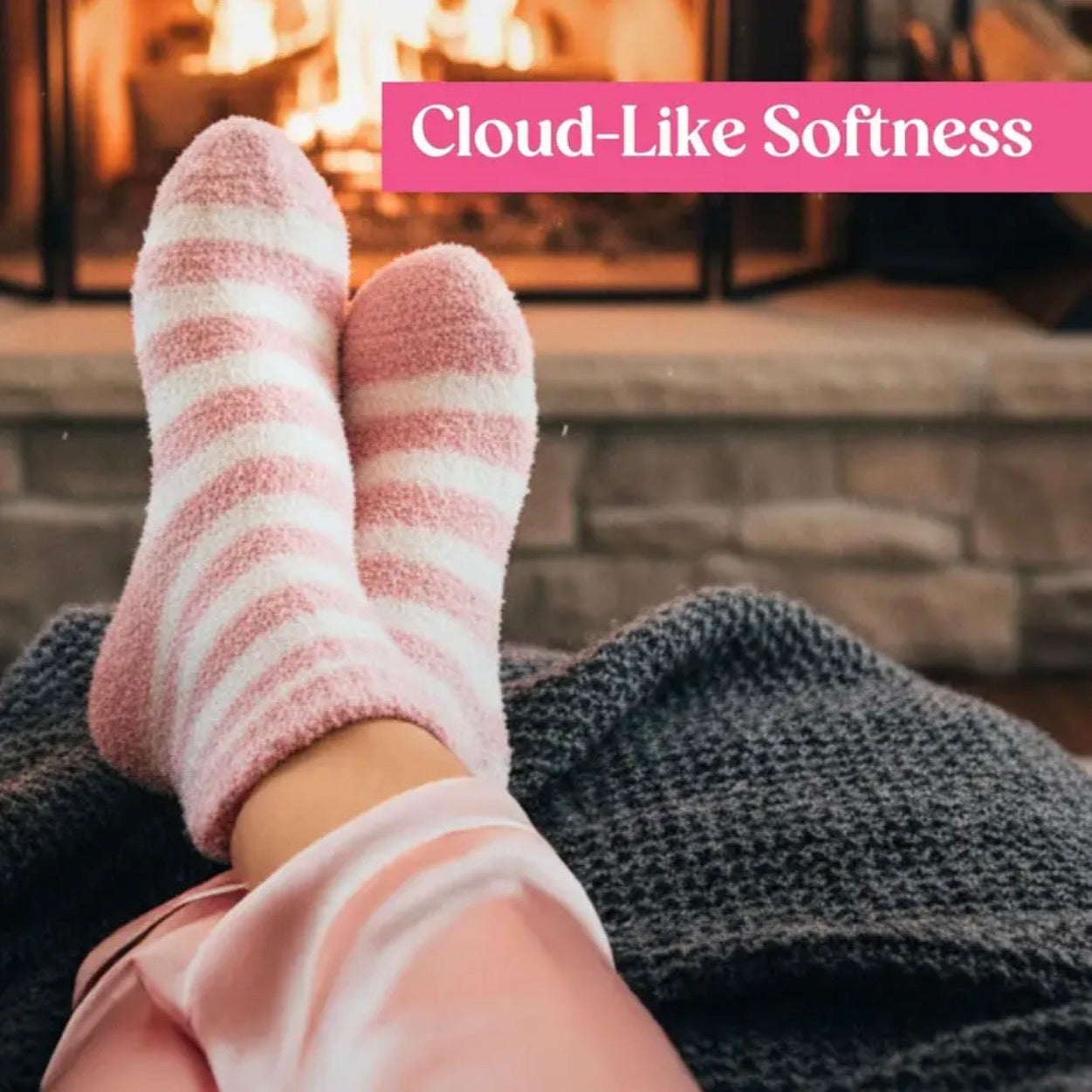 Hot Water Bottle Gift Set – 1000ml Pink Bottle with Socks, Mug, Candle, Eye Maskl