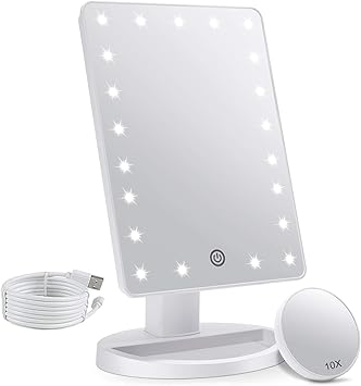 Makeup Vanity Mirror with Lights 10X Magnifying LED Touch Dimming White