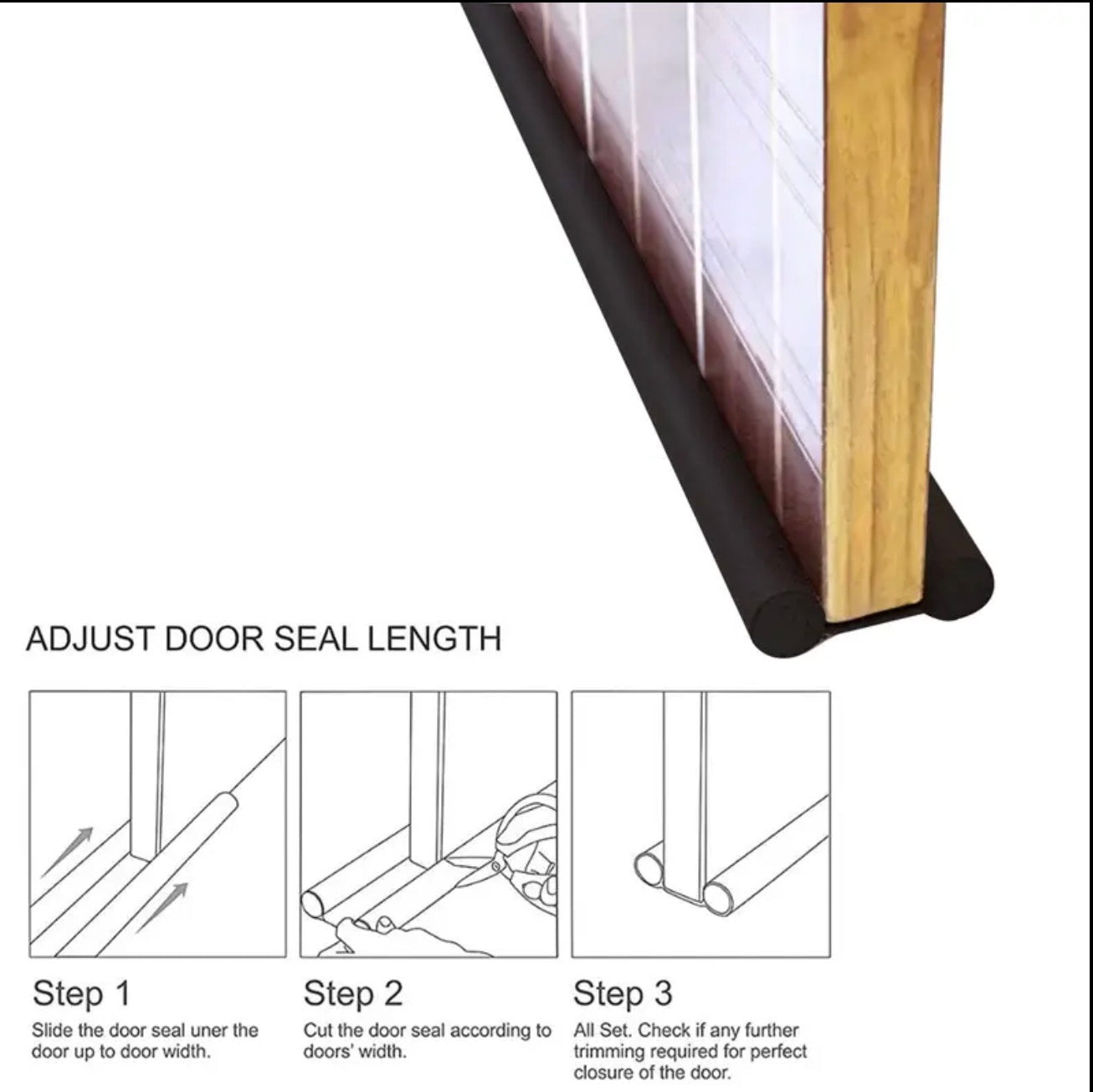 Double-Sided Door Draught Excluder – Under Door Draft Stopper, Fits Any Door, Cut-to-Size.