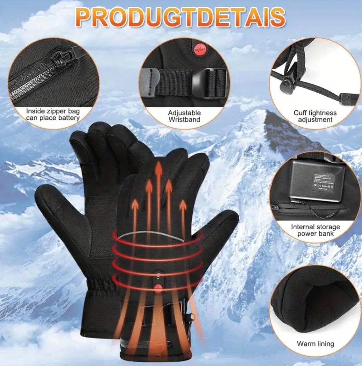Heated Winter Gloves | USB Rechargeable 5000mAh | Touchscreen & Waterproof