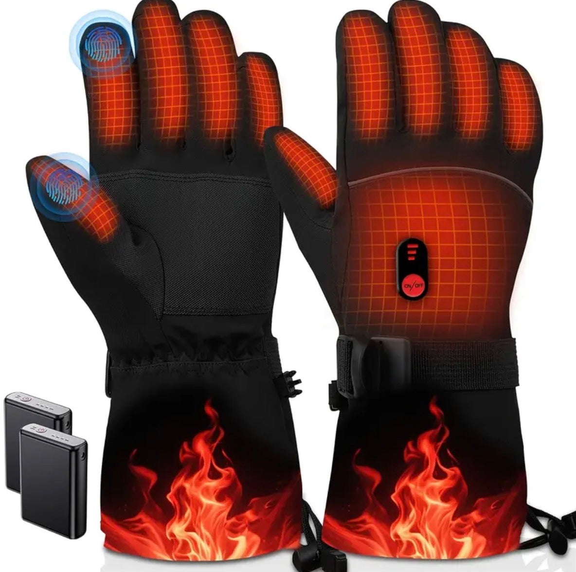 USB Rechargeable Heated Gloves – 3 Heat Settings, Touchscreen, 7.4V, Waterproof Winter Thermal Gloves