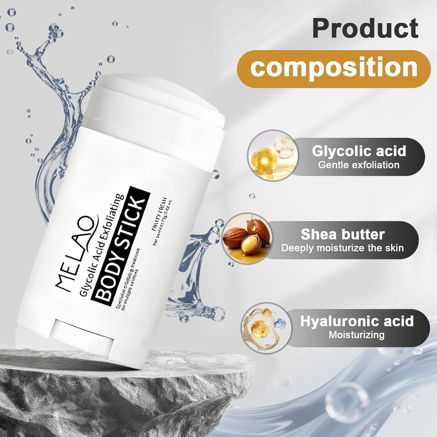 Exfoliating Body Scrub Stick | Hydrating Skin Smoothing Body Exfoliator