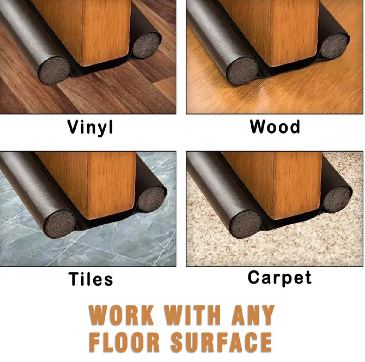 Double-Sided Door Draught Excluder – Under Door Draft Stopper, Fits Any Door, Cut-to-Size.