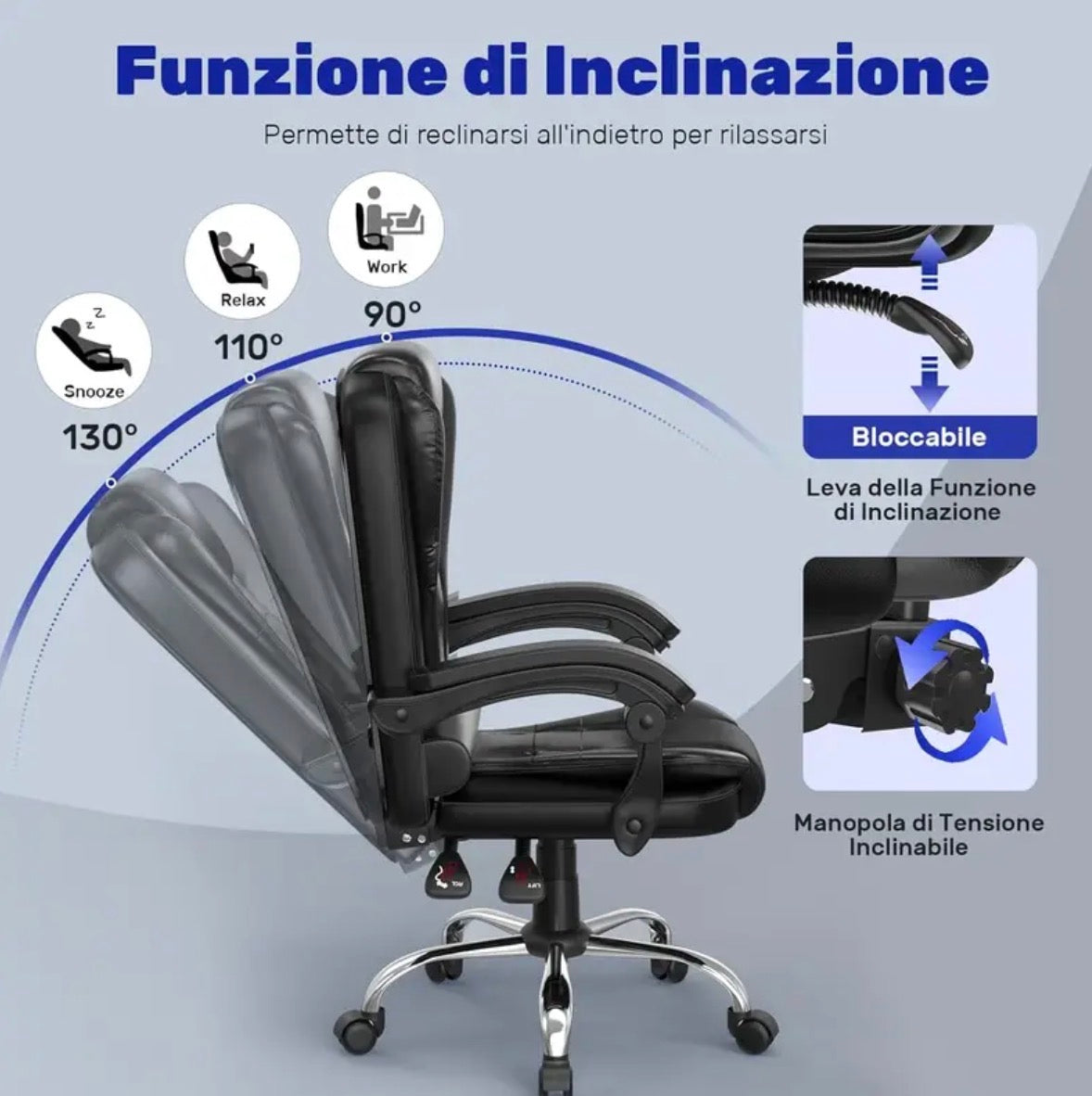 Ergonomic High Back Office Chair Recliner Desk Chair Heavy Duty Black