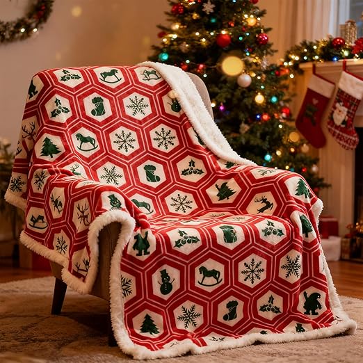 Christmas Fleece Blanket 150x200cm | Ultra Soft Double Sided Sofa Bed Throw