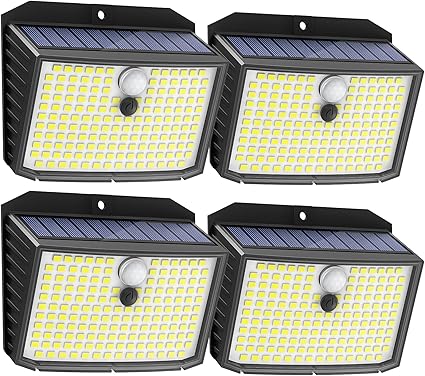 Solar Security Lights Outdoor Motion Sensor | IP65 LED Wall Lights 4 Pac