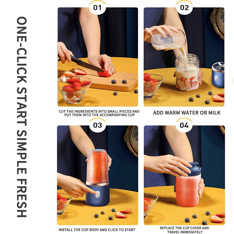 Portable Electric Blender 400ml – Mini Smoothie & Juice Maker for Travel & Home