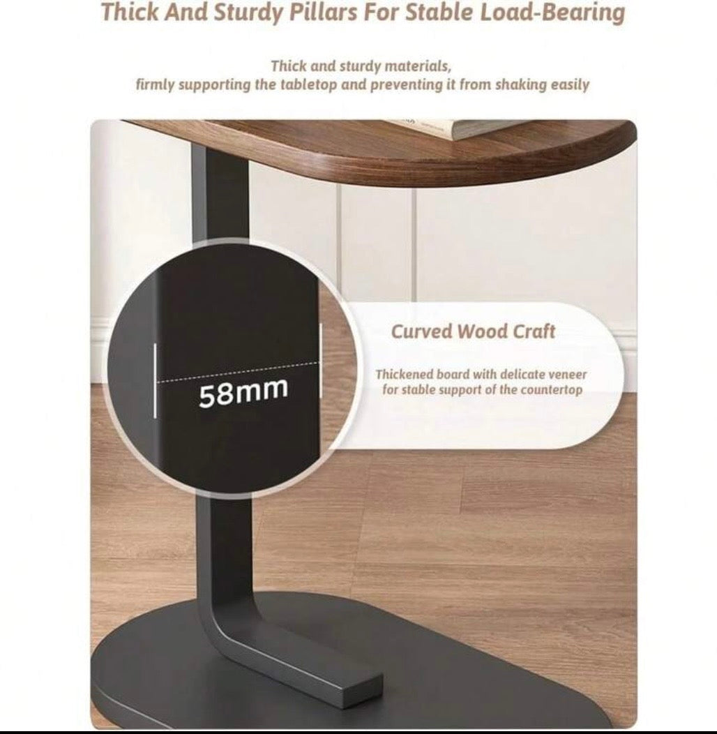 Sour Lemon Minimalist Side Table For Bedroom, Mobile Coffee Table For Living Room, C-Shaped Compact Sofa Side End Table Coffee Laptop Table Living Room Bedroom, Storage Nightstand For Small Spaces