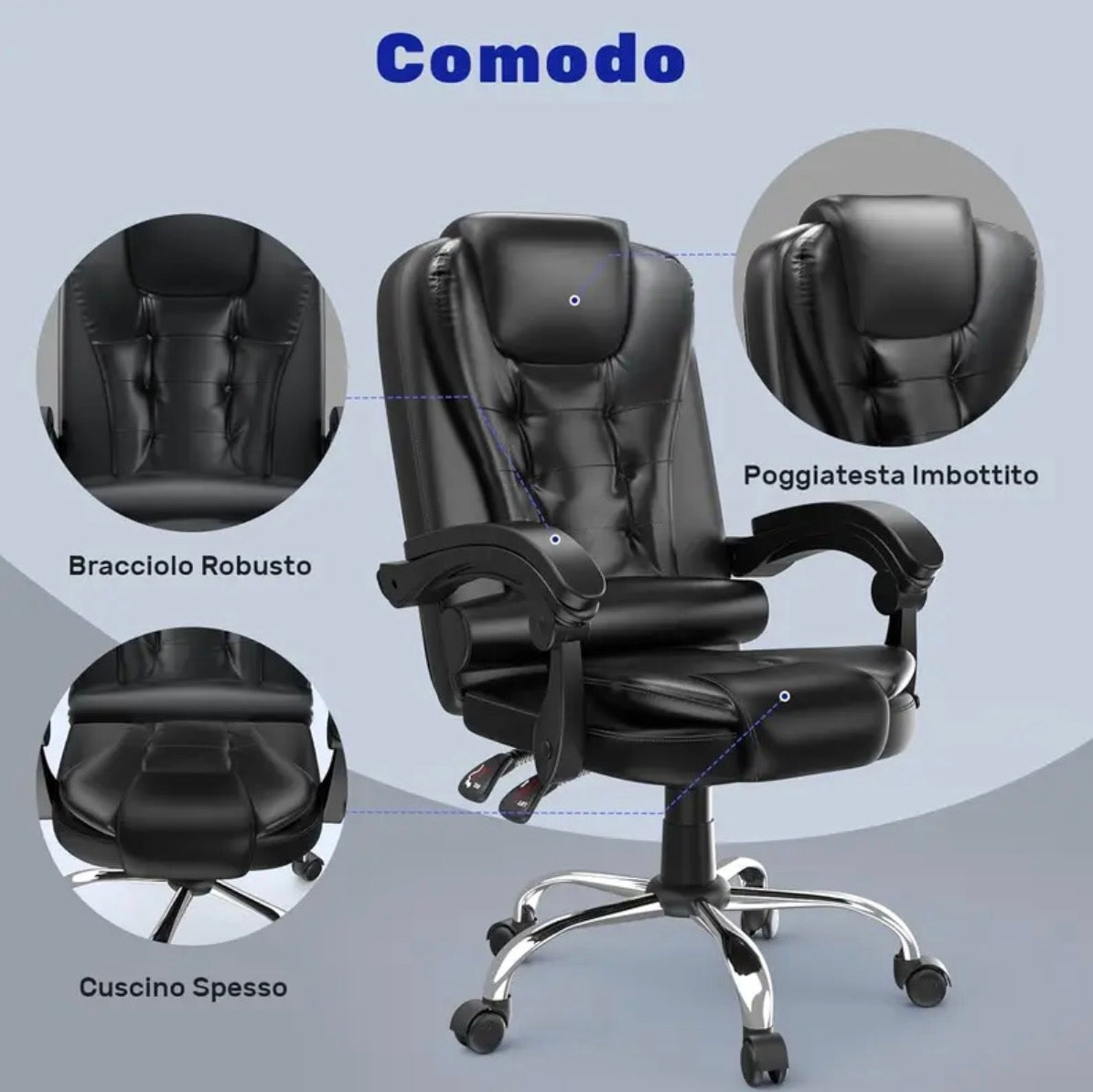 Ergonomic High Back Office Chair Recliner Desk Chair Heavy Duty Black