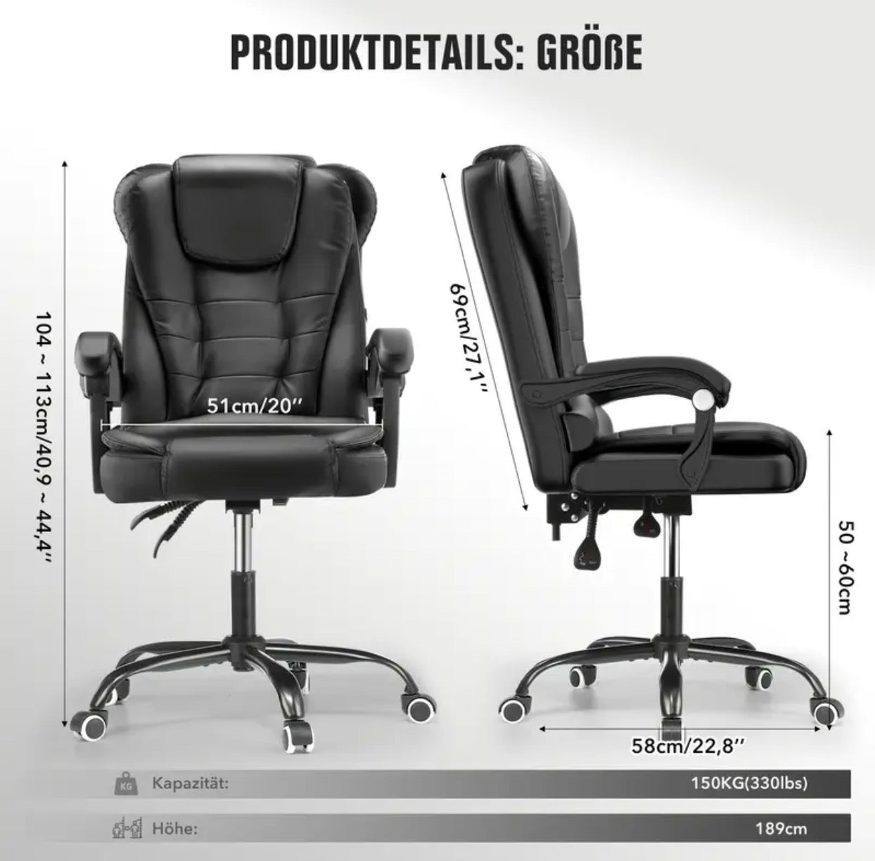 Luxury Ergonomic Gaming Chair with Footrest High Back Office Recliner Black
