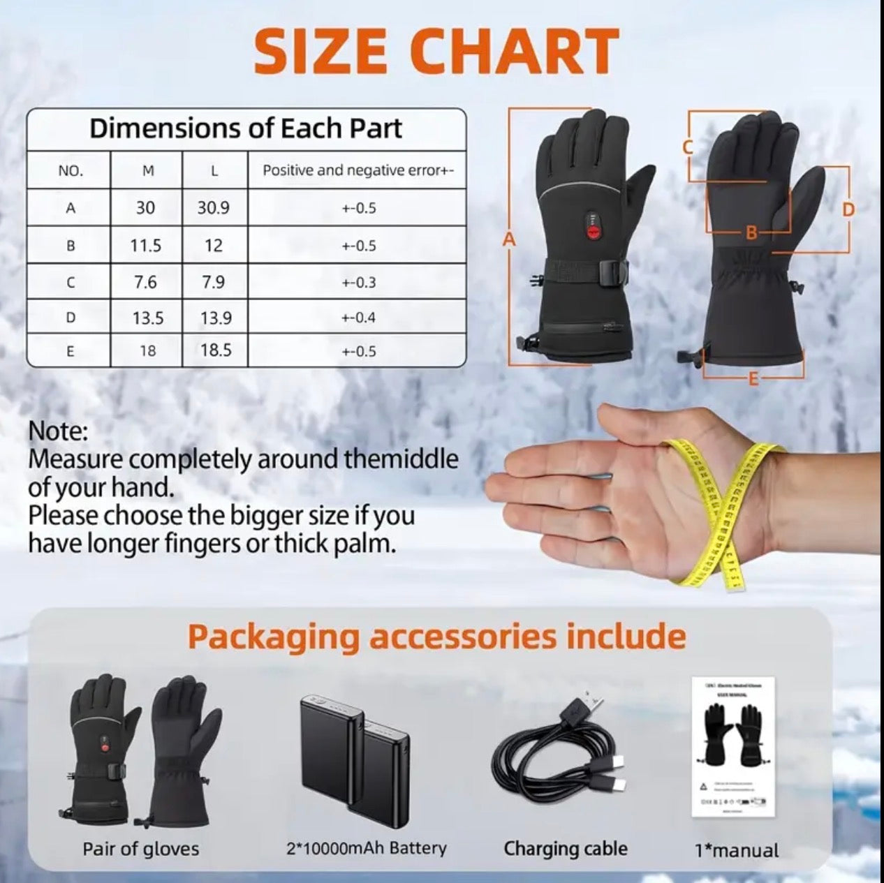 USB Rechargeable Heated Gloves – 3 Heat Settings, Touchscreen, 7.4V, Waterproof Winter Thermal Gloves