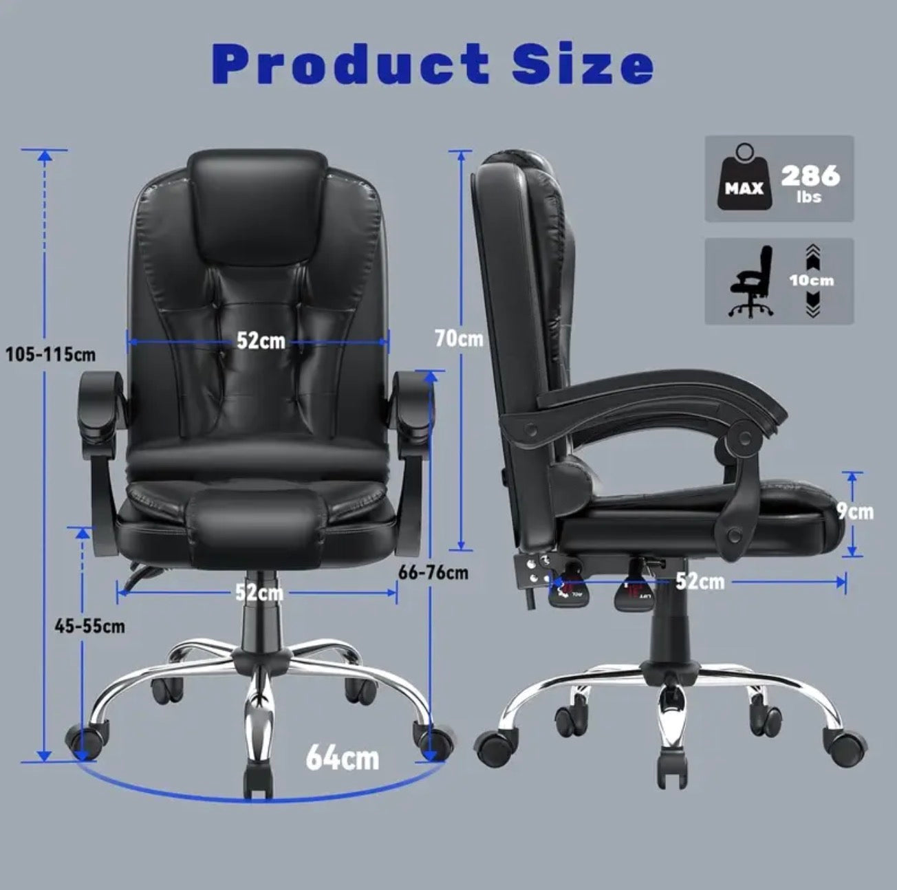 Ergonomic High Back Office Chair Recliner Desk Chair Heavy Duty Black