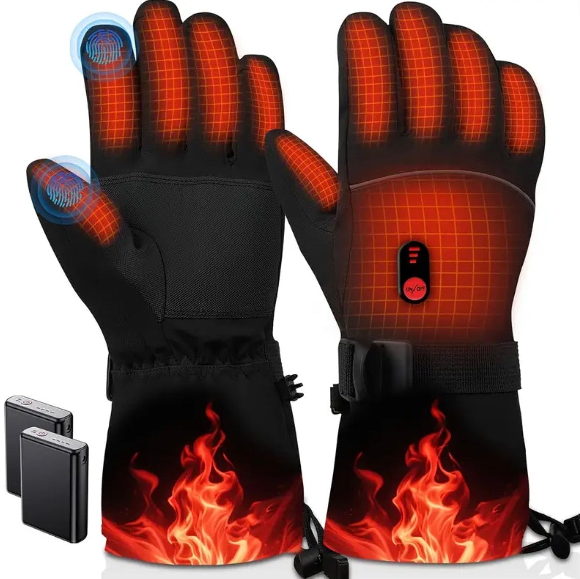 USB Rechargeable Heated Gloves – 3 Heat Settings, Touchscreen, 7.4V, Waterproof Winter Thermal Gloves